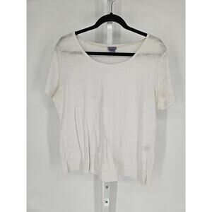 Laura Scott White Textured Scoop-Neck Short Sleeve T-Shirt Size L
